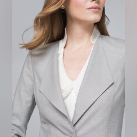 WHITE HOUSE BLACK MARKET Herringbone Suiting Blazer - Picture 2 of 13